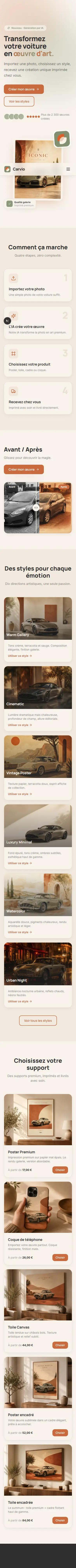 Carvio — accueil (mobile)