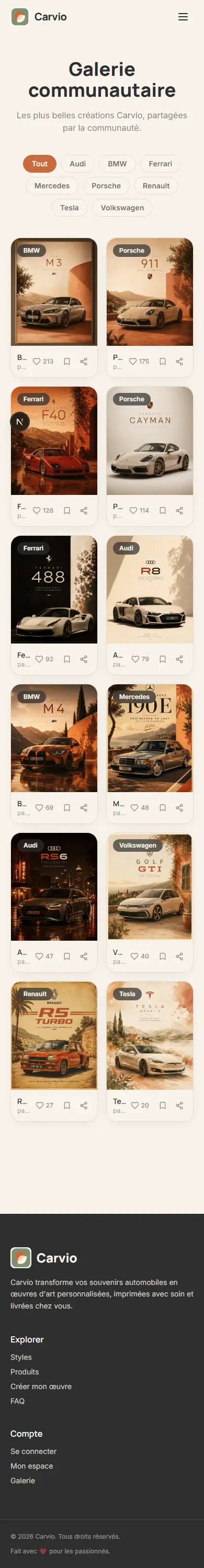 Carvio — gallery (mobile)