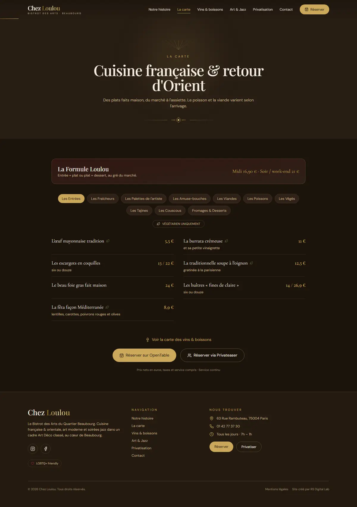 Chez Loulou — carte (desktop)