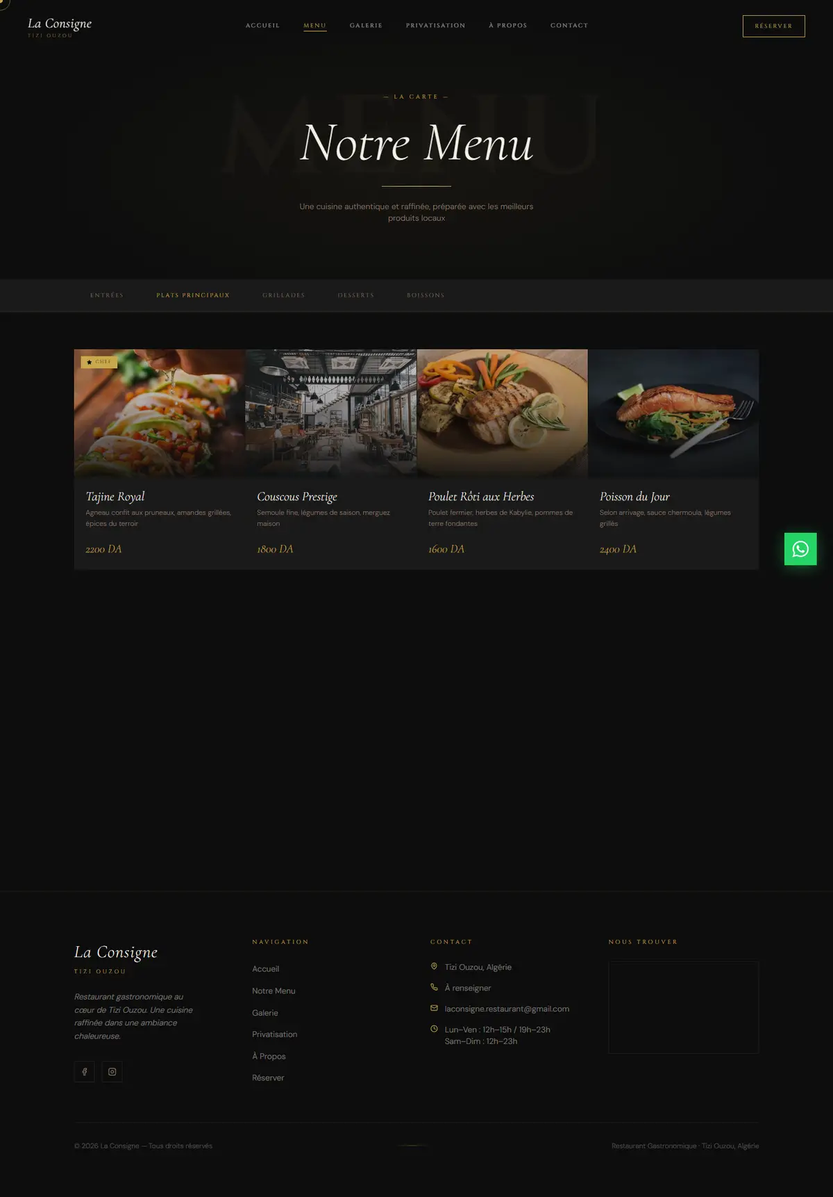 La Consigne — menu (desktop)