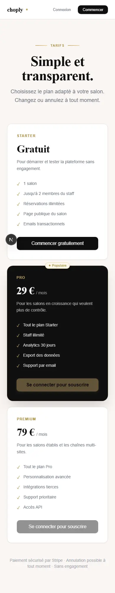 CHOPLY — pricing (mobile)