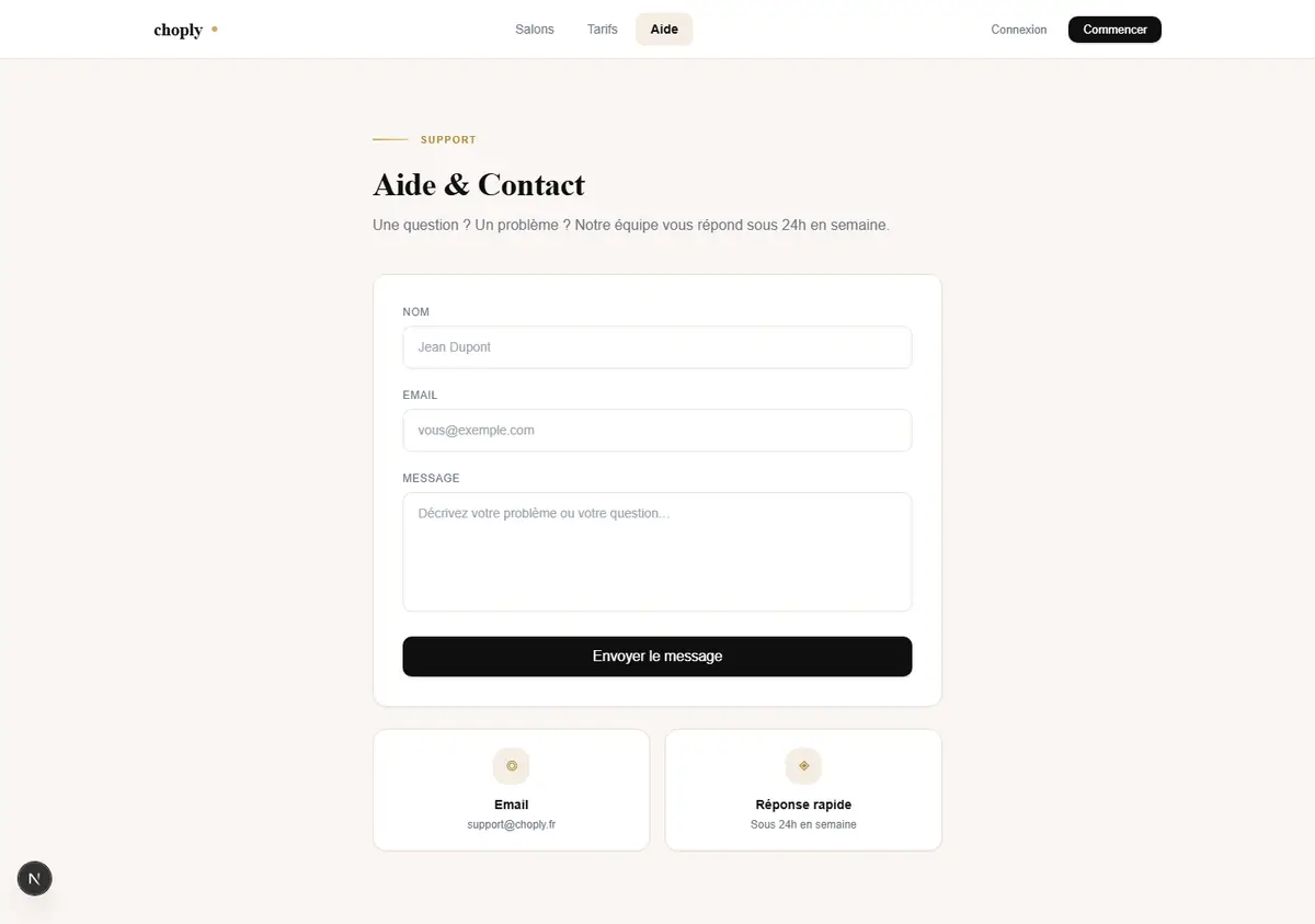 CHOPLY — support (desktop)