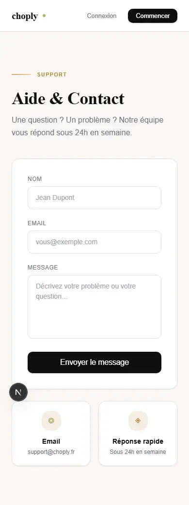 CHOPLY — support (mobile)